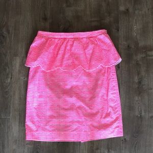 Lily Pulitzer pink gingham peplum skirt